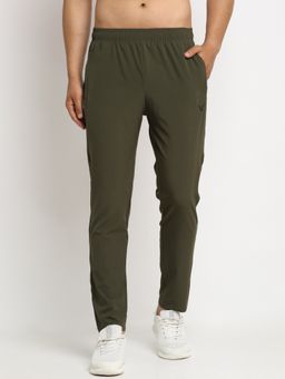 INVINCIBLE - Olive Mens Stretch Workout Trackpants