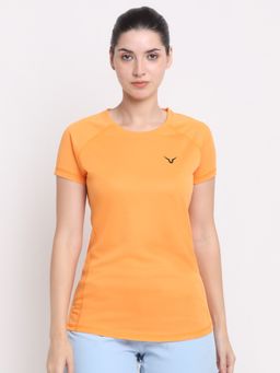 INVINCIBLE - Orange Womens Gym Yoga Solid T-Shirt