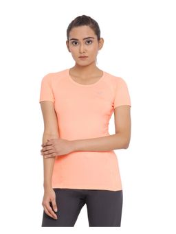 INVINCIBLE - Peach Womens Stretch Round Neck Solid T-Shirt