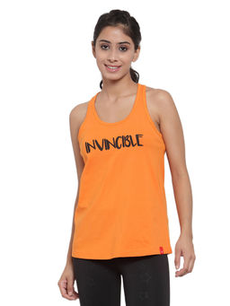 INVINCIBLE - Orange Womens Workout Tank Top