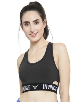 INVINCIBLE - Black Womens Functional Pocket Sports Bra