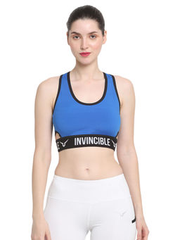 INVINCIBLE - Royal Blue Womens Functional Pocket Sports Bra