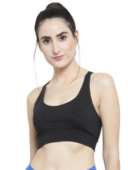 INVINCIBLE - Black Womens Cross Strap Sports Bra