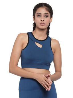 INVINCIBLE - Teal Womens Front Hole Sports Bra