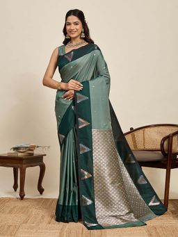 Suha - Green Woven Soft Art Silk Zari Weaving Saree with Unstitched Blouse