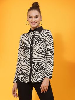 KASSUALLY - White Animal Print Shirt