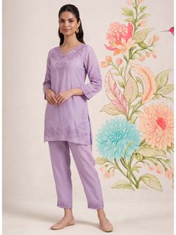 Lakshita - Light Purple Embroidered Co-ord Set