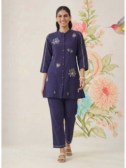 Lakshita - Navy Blue Embroidered Co-ord Set