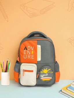 Mi Arcus - Unisex Grey Printed Backpack School Bag Side Bottle Holder and Front Pocket