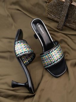 Briskers - Womens Black Spool Sandal Heels