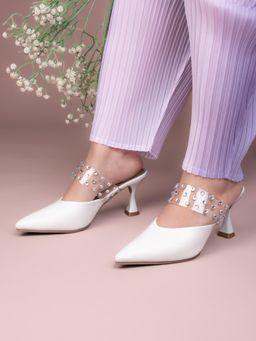 Briskers - Womens White Spool Sandal Heels