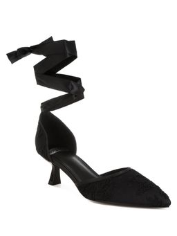 Rag & Co - Womens Black Lace Kitten Gladiator Heels
