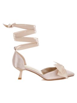Rag & Co - Womens Beige Bow Detail Satin Gladiator Heels