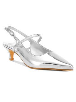Rag & Co - Womens Silver Kitten Slingback Sandal Heels
