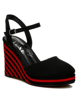 London Rag - Womens Black Dual Tone Wedges Heels