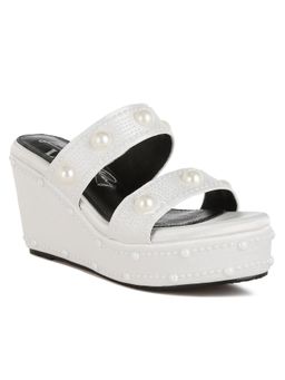 London Rag - Womens White Microfiber Wedges Heels