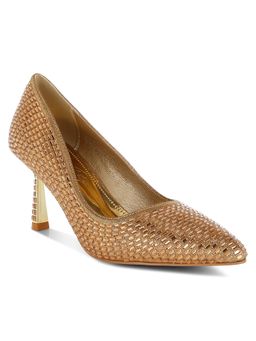 London Rag - Womens Gold Rhinestones Embellished Pump Heels