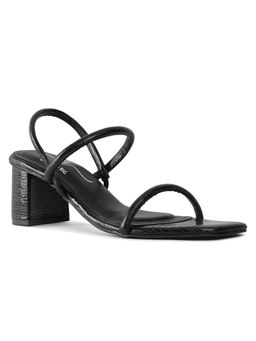 London Rag - Womens Black Croco Faux Leather Sandal Heels