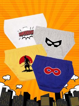 Nusyl - Boys Superhero Text & Mask Printed Briefs (Pack of 4)