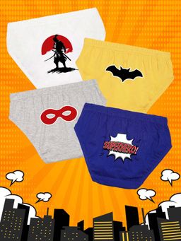 Nusyl - Boys Warrior & Superhero Text Printed Briefs (Pack of 4)