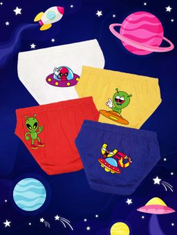 Nusyl - Boys Aliens Printed Briefs (Pack of 4)