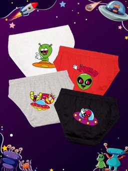 Nusyl - Boys Ufo & Monster Alien Printed Briefs (Pack of 4)