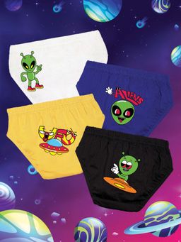 Nusyl - Boys Alien & Ufo Printed Briefs (Pack of 4)