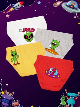 Nusyl - Boys Alien & Spaceship Printed Briefs (Pack of 4)