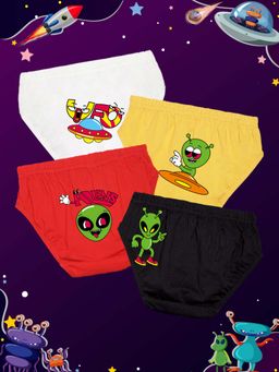 Nusyl - Boys Monster Alien Face Printed Briefs (Pack of 4)