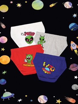 Nusyl - Boys Quirky Alien Printed Briefs (Pack of 4)