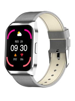 French Connection - Smart Man Full Touch Smartwatch with Leather Band (Silver) - E17-E