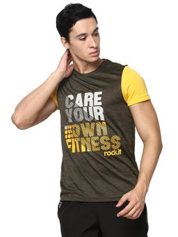 Rock.it - Men Olive Crew Neck Smart Fit T-Shirt