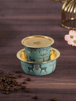 India Circus by Krsnaa Mehta - Mirroring Deer Garden Brass Coffee Tumbler Set