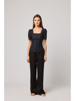 ASHITA FERNANDES - Women Black Premium Linen Blend Co-Ord (Set of 2)