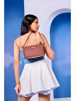 Zouk - Women Orange Tidal Wave Aalya Baguette Handbag