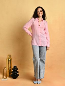 Attic Salt - Pink Solid Deluxe Embellished Shirt