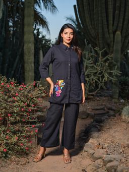 Gahan - Womens Black Soft Fabric Embroidered Co-Ord Set