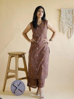 Gahan - Womens Brown Rayon Blend Printed Straight Kurta with Palazzo