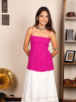 Gahan - Womens Pink Rayon Blend Printed Straight Short Kurti