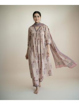Gahan - Womens Pink Rayon Blend Printed A-Line Kurta with Palazzo & Dupatta