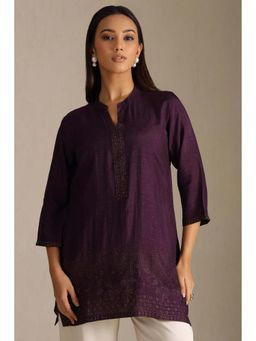 Soch - Women Purple Viscose Blend Kurti with Stone Work