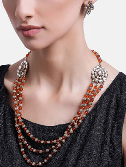 Estele - Gold Plated Distinctive Jewellery Set with Beads & Kundan for Women