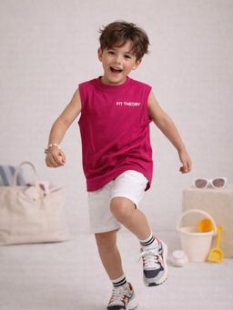 The Fit Theory - Boys Oversized Boxy Magenta T-Shirt