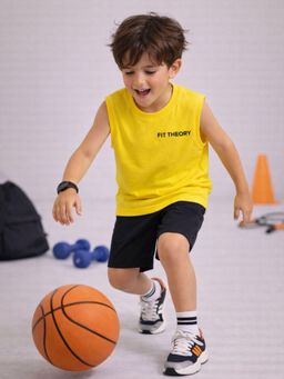 The Fit Theory - Boys Oversized Boxy Yellow T-Shirt