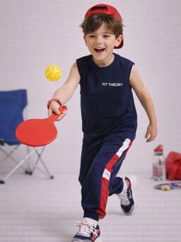 The Fit Theory - Boys Oversized Boxy Navy Blue T-Shirt