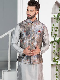 KISAH - Men Grey Nehru Jacket