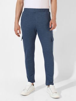 Campus Sutra - Men Blue Solid Regular Fit Trackpants for Casual Wear
