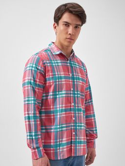 HIGHLANDER - Men's Multi-Colour Collar Neck Full Sleeves Slim Checks Shirt