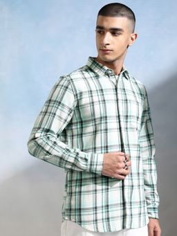 HIGHLANDER - Men's Multi-Colour Collar Neck Full Sleeves Slim Checks Shirt