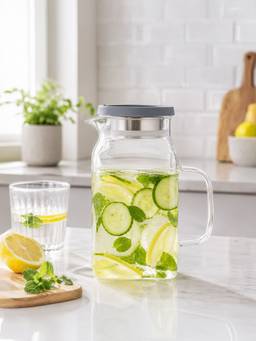 Kilner - 1.2L Glass Water Jug With Stainless Steel Lid & Filter
